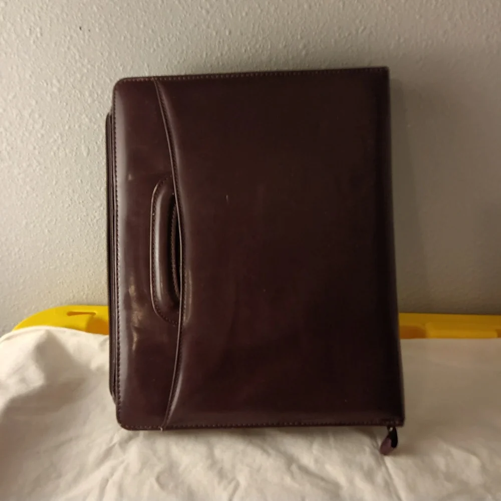 Vintage Franklin Covey Burgundy Zip Planner Binder Retractable Handles Organizer